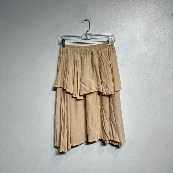 Faithfull the Brand Peach Tiered Ruffle Midi Skirt Sz S - Picture 1 of 9